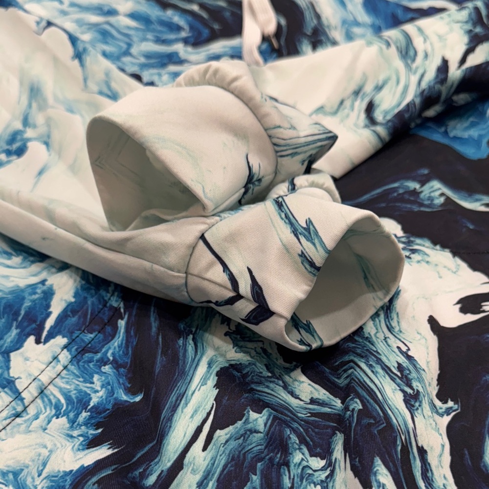Blue and White Marble Print Hoodie - Picture 4 of 5